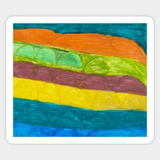 Unique Colourful Wide Lined Shaped With Colourful Background Sticker